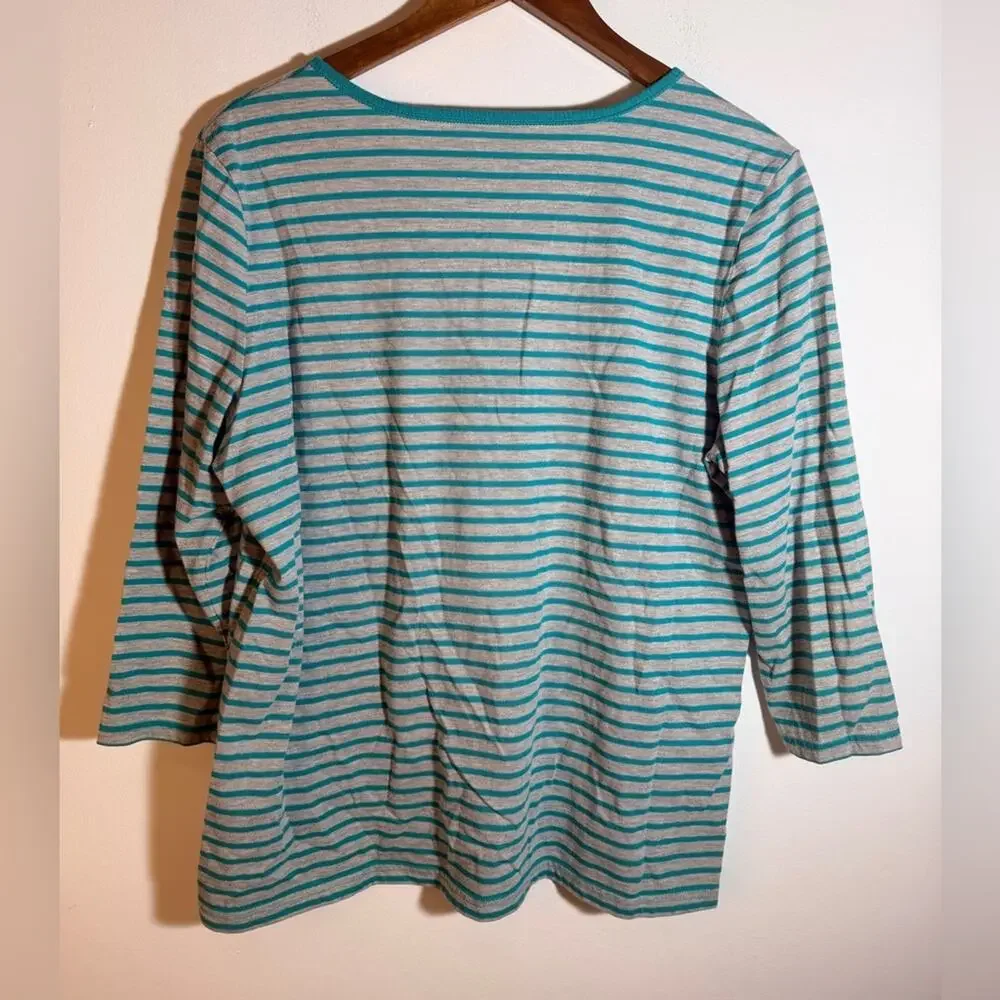 Basic Editions Teal and Gray Long Sleeve Tee